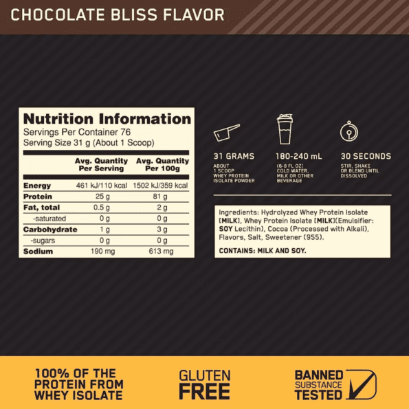 ON Gold Standard 100% isolate 2.27 kg (5lb) 76 servs Proteína AISLADA de suero de leche - Imagen 5