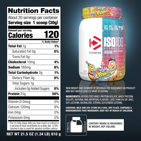 Dymatize ISO100 600g (1.3 lb) 20 serv Proteína aislada hidrolizada en polvo - Imagen 5