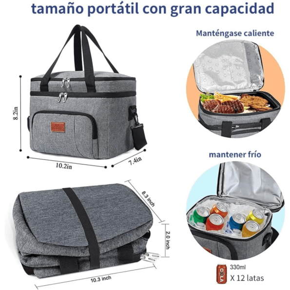 AUGUSTYUE Lonchera | Bolsa Térmica Aislamiento de gran capacidad con 3 Compartimentos (Incluye 3 loncheras aptas para microondas) - Imagen 2