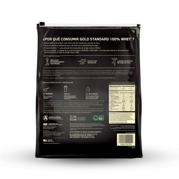 ON Gold Standard 100% whey 5.6 lb Proteína de suero de leche Aislada en polvo 2.56 kg 80 servs Chocolate milk - Imagen 2