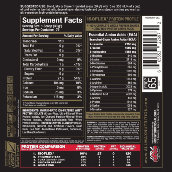 Allmax ISOFLEX 2.25 kg (5 lb) | Proteína aislada de suero de leche - Imagen 7