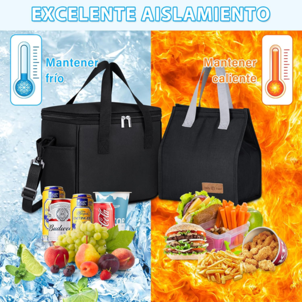 Lonchera Térmica Aislamiento con 3 Compartimentos (Incluye 3 loncheras aptas para microondas + Bolsa térmica gratis) - Imagen 2