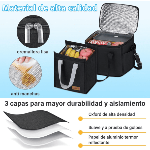 Lonchera Térmica Aislamiento con 3 Compartimentos (Incluye 3 loncheras aptas para microondas + Bolsa térmica gratis) - Imagen 3