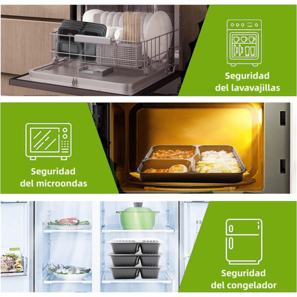 AUGUSTYUE Lonchera | Bolsa Térmica Aislamiento de gran capacidad con 3 Compartimentos (Incluye 3 loncheras aptas para microondas) - Imagen 6