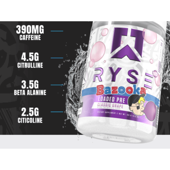 Ryse Loaded Pre | Sabor Bazooka Grape | 30 serv - Imagen 6