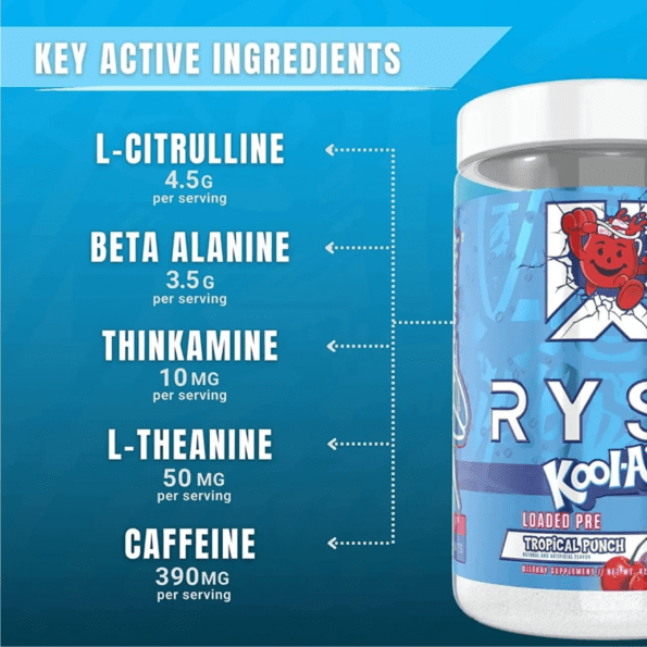 Ryse Loaded Pre | Sabor Kool-Aid Tropical Punch | 30 serv - Imagen 6