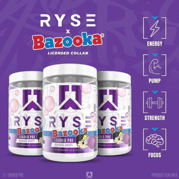 Ryse Loaded Pre | Sabor Bazooka Grape | 30 serv - Imagen 9