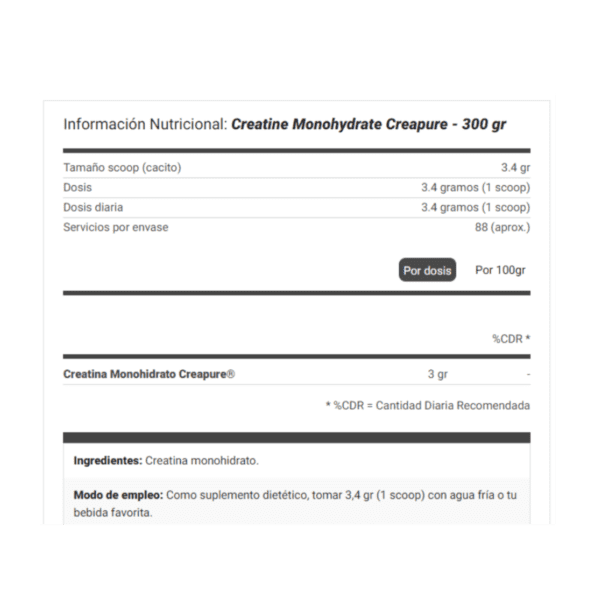 DYM Creatine Creapure 300 gr - Imagen 2