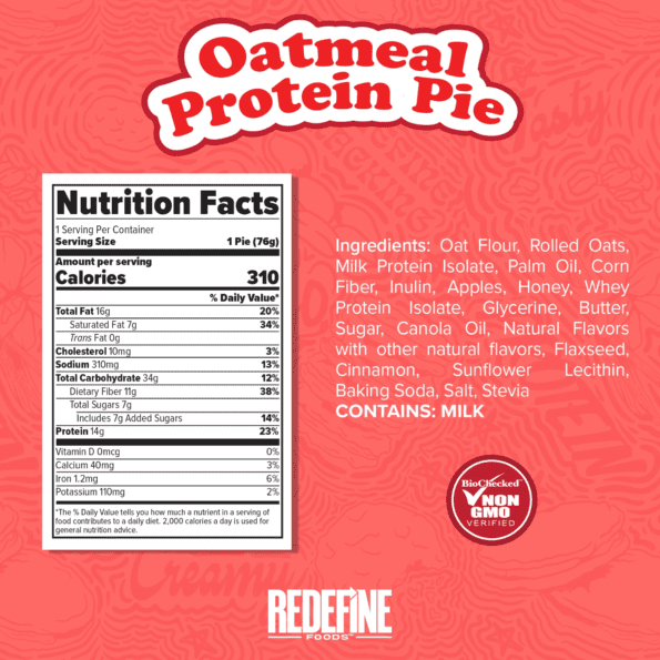 Redefine Foods | Oatmeal Protein Pie 1 Pie | Sabor Original Marshmallow - Imagen 4