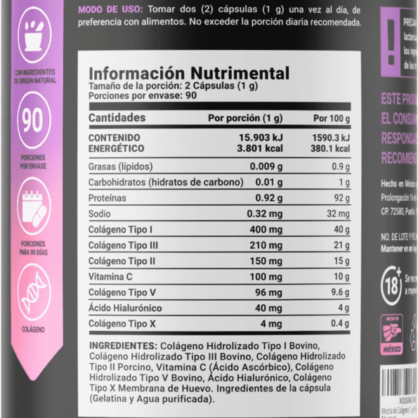 BLife | Collagen Blend I II III V X | Colágeno Hidrolizado Tipo I, II, III, V y X | 180 caps - Imagen 2