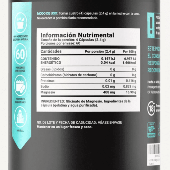 BLife | Glycinate Mag | Glicinato de Magnesio 240 Cápsulas | 600 mg - Imagen 2