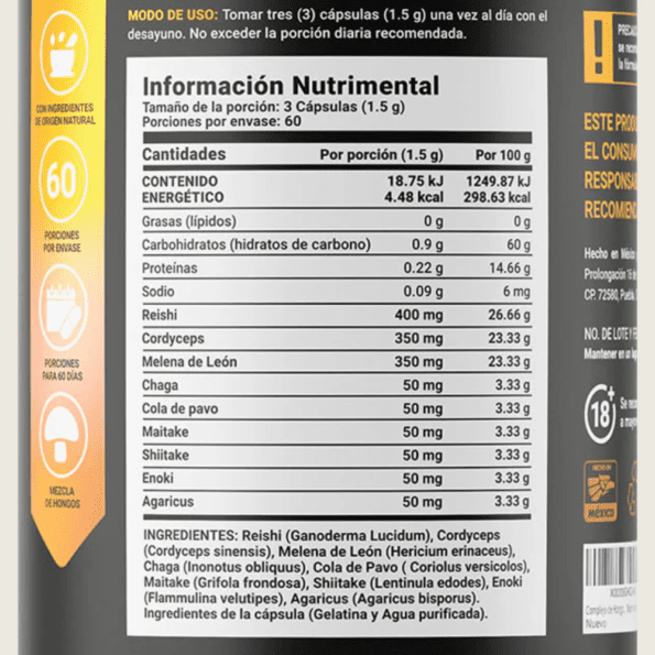 BLife | Mushroom Blend | Mezcla de Hongos 180 Cápsulas | 500 mg - Imagen 2