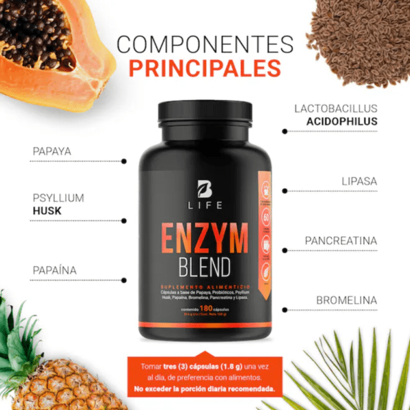 BLife | Enzym Blend | Enzimas Digestivas 180 Cápsulas | 600 mg - Imagen 3