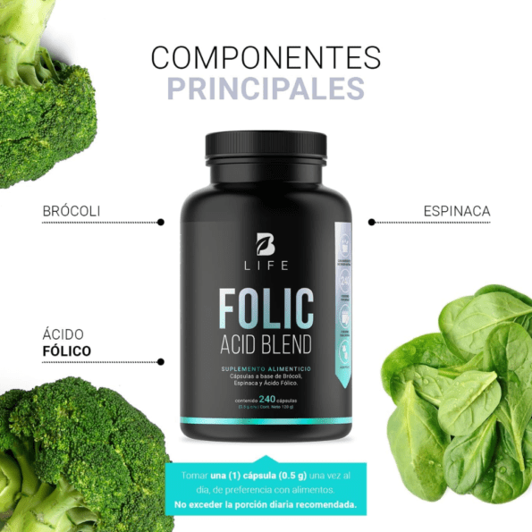 BLife | Folic Acid Blend 240 caps | 500 mg - Imagen 3