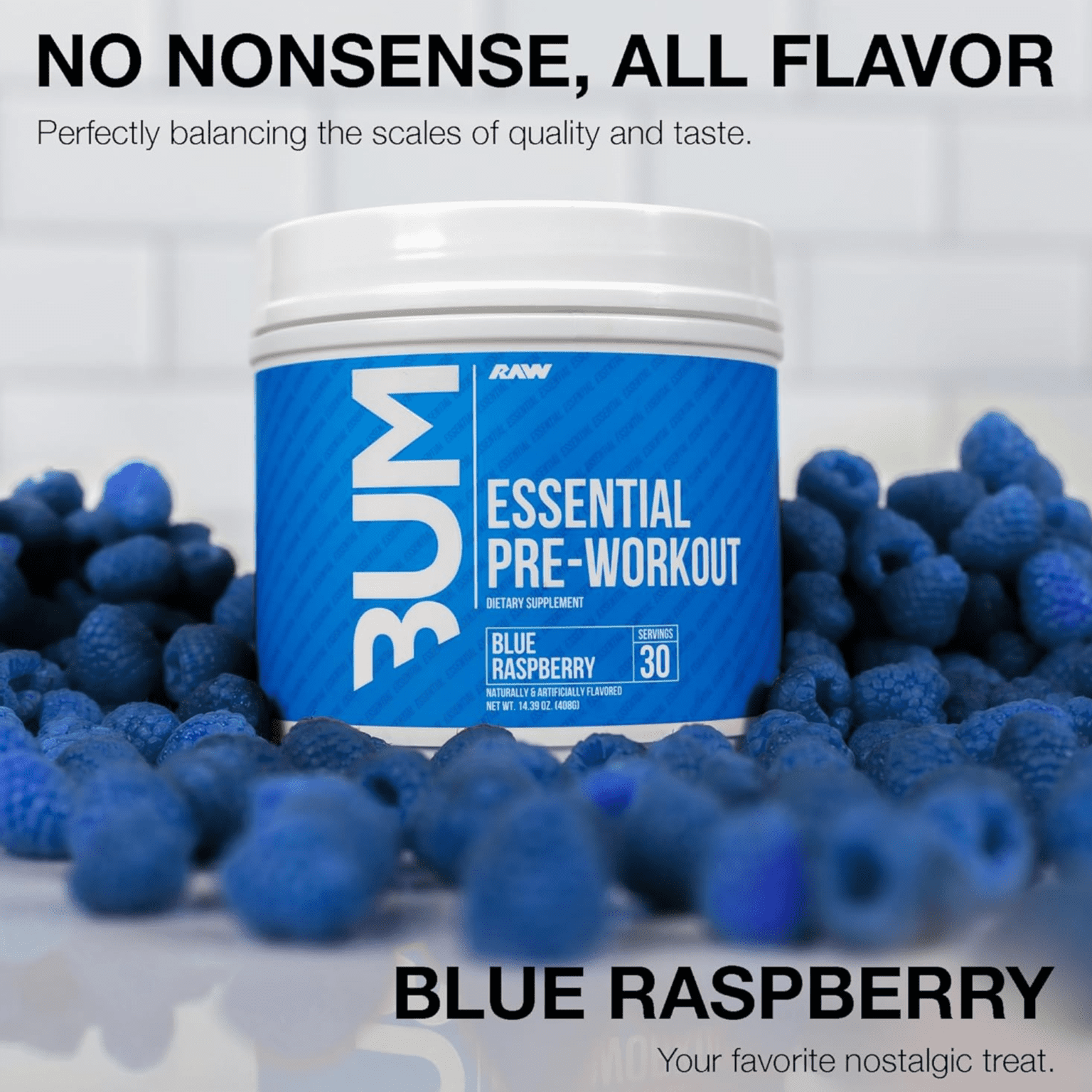 Raw CBUM Essential Pwo | Sabor Blue RaspBerry | 30 serv - FITMORE