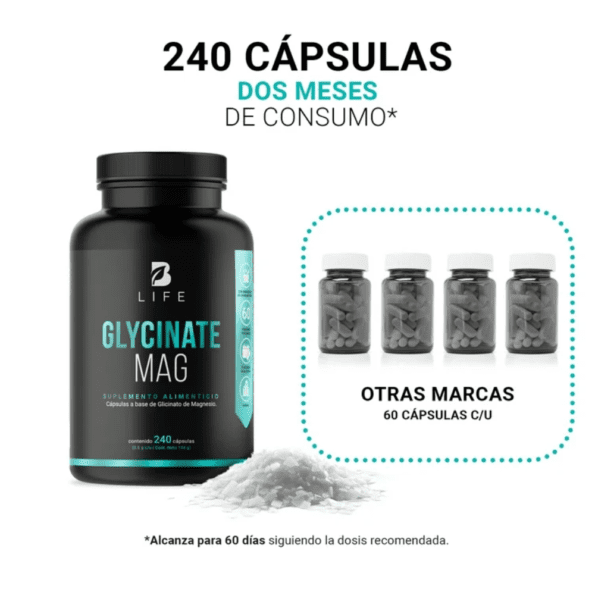 BLife | Glycinate Mag | Glicinato de Magnesio 240 Cápsulas | 600 mg - Imagen 5