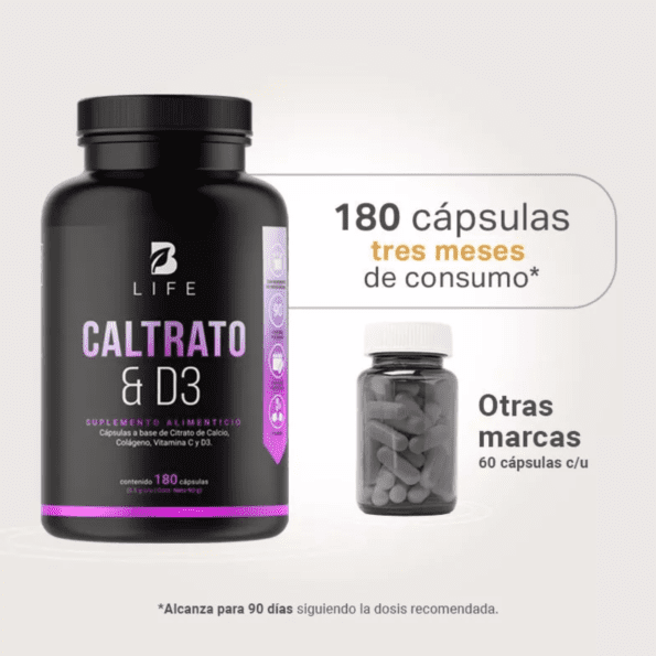 BLife | Caltrato & D3 | Citrato de Calcio y Vitamina D3 | 180 caps - Imagen 6