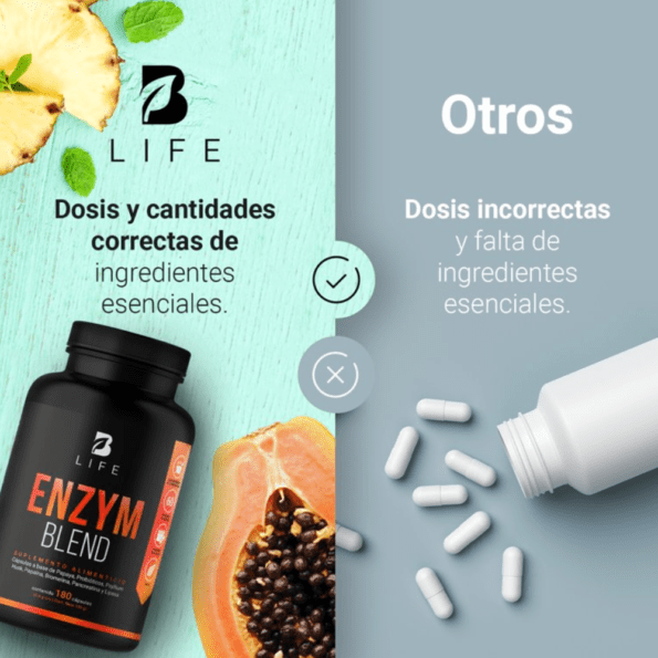 BLife | Enzym Blend | Enzimas Digestivas 180 Cápsulas | 600 mg - Imagen 7