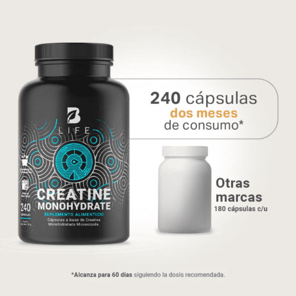 BLife | Creatine Monohydrate Caps | Creatina Monohidratada 240 caps - Imagen 9