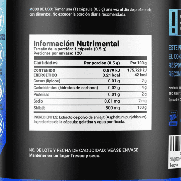 BLife | Pure Shilajit | Extracto de Shilajit en polvo 120 caps | 500 mg - Imagen 2