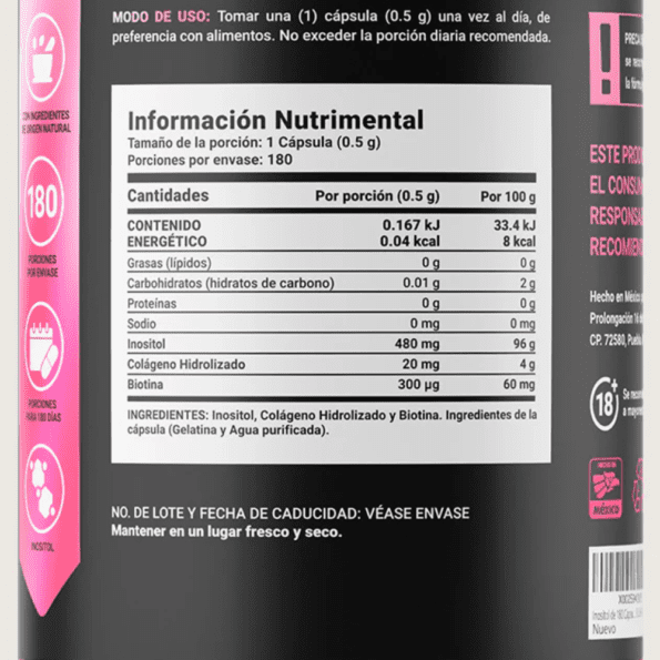 BLife | MYO Inositol | Inositol Puro 180 Cápsulas | 500 mg - Imagen 2