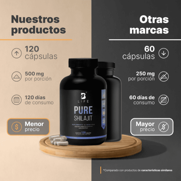BLife | Pure Shilajit | Extracto de Shilajit en polvo 120 caps | 500 mg - Imagen 3