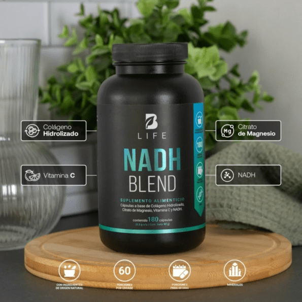 BLife | NADH Blend | NADH, Colágeno Hidrolizado y Vitamina C 180 caps | 500 mg - Imagen 3