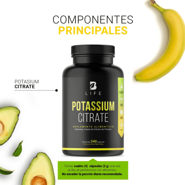 BLife | Potassium Citrate | Citrato de Potasio 240 Cápsulas | 500 mg - Imagen 3