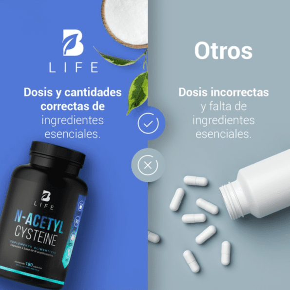 BLife | N-Acetyl Cysteine | N-Acetilcisteína 180 caps | 500 mg - Imagen 4