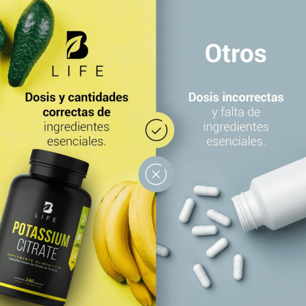 BLife | Potassium Citrate | Citrato de Potasio 240 Cápsulas | 500 mg - Imagen 5