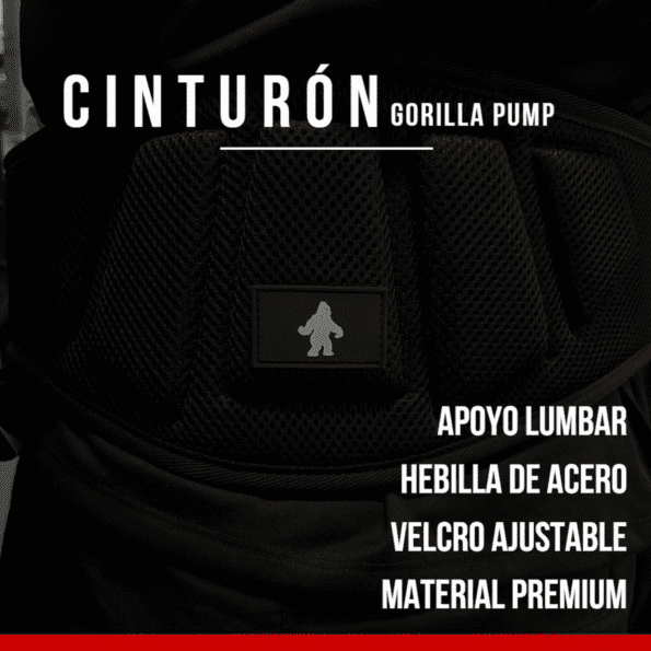 GORILLA PUMP | Cinturón De Velcro Con Hebilla de Acero | Color NEGRO - Imagen 8
