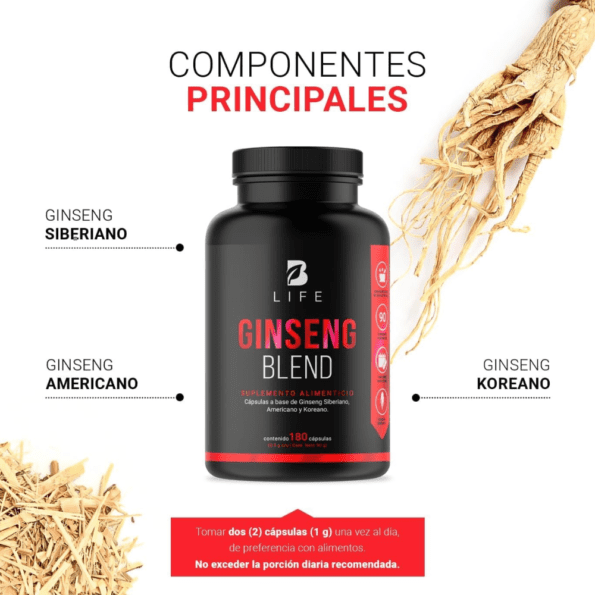 BLife | Ginseng Blend | Mezcla de Ginseng 180 caps | 500 mg - Imagen 3