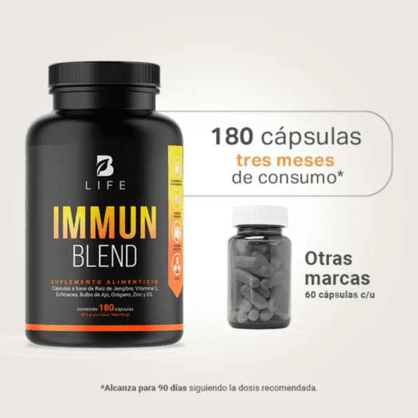 BLife | Immun Blend | Multivitamínico de Vitamina C + Jengibre 180 Cápsulas | 500 mg - Imagen 5