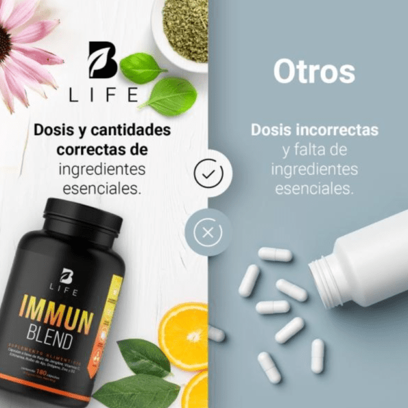 BLife | Immun Blend | Multivitamínico de Vitamina C + Jengibre 180 Cápsulas | 500 mg - Imagen 7