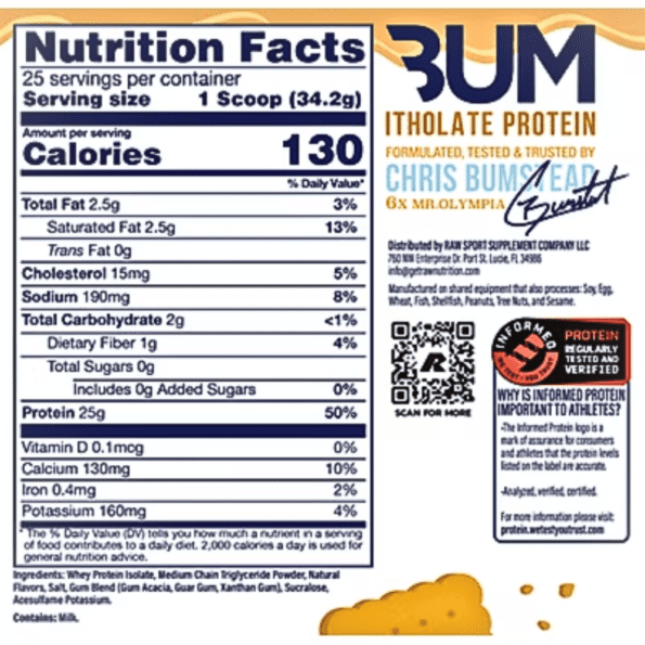 RAW CBUM ISO 780g (1.72 lbs) Proteína aislada de suero de leche | Sabor Toath Ted Graham Cracker - Imagen 2