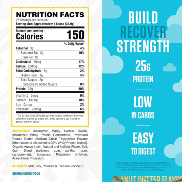 Ryse Protein 908g (2 Lbs) 27 servs | Proteína aislada de suero de leche | Sabor Skippy Peanut Butter - Imagen 2