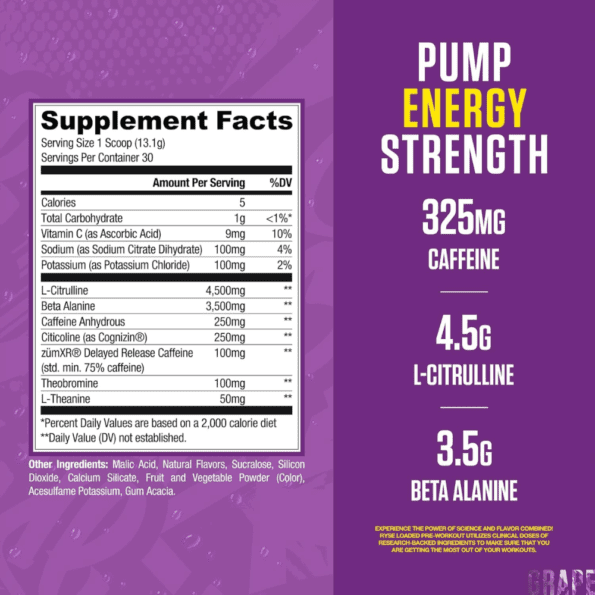 Ryse Loaded Pre | Sabor Grape | 30 serv - Imagen 4