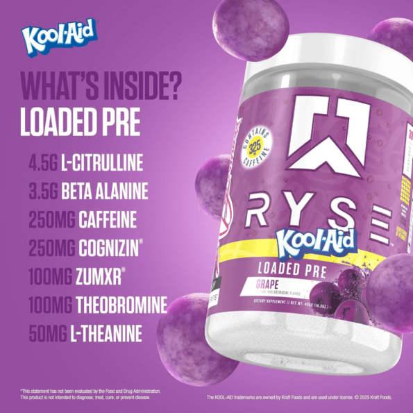 Ryse Loaded Pre | Sabor Grape | 30 serv - Imagen 5