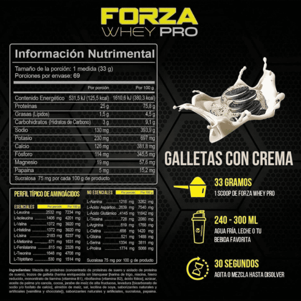 Forzagen | Forza Whey Pro 2.27 kg (5 lb) | Sabor Cookies and Cream - Imagen 3