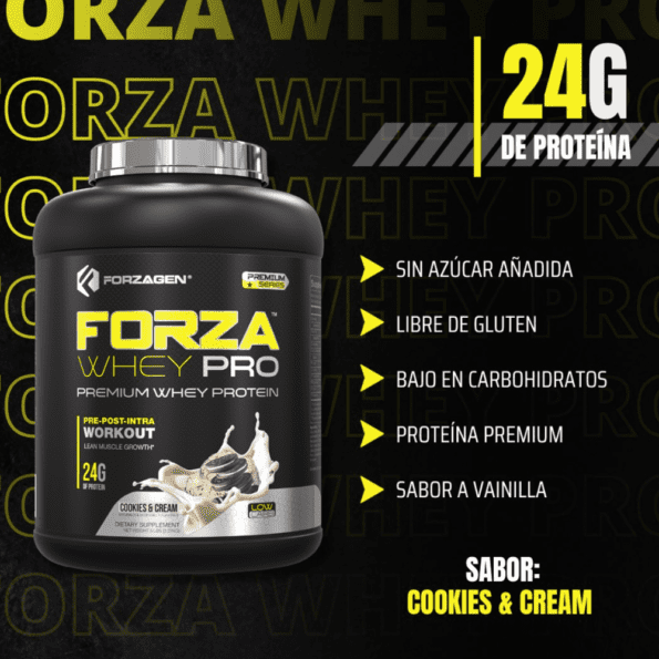 Forzagen | Forza Whey Pro 2.27 kg (5 lb) | Sabor Cookies and Cream - Imagen 4