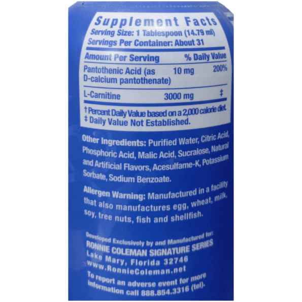 Ronnie Coleman L-Carnitine Sport 3000 | 16 oz - Imagen 2