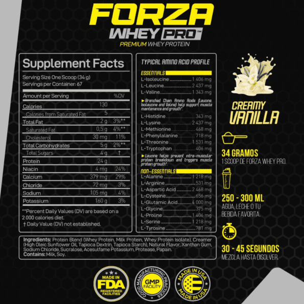 Forzagen | Forza Whey Pro 2.27 kg (5 lb) | Sabor Vainilla - Imagen 3