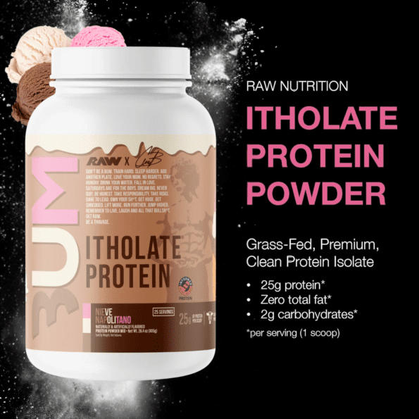 RAW CBUM ISO 780g (1.72 lbs) Proteína aislada de suero de leche | Sabor Nieve Napolitano - Imagen 3