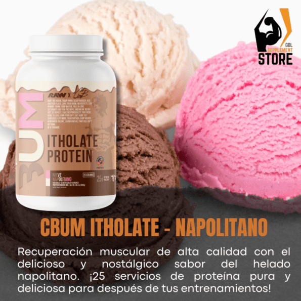 RAW CBUM ISO 780g (1.72 lbs) Proteína aislada de suero de leche | Sabor Nieve Napolitano - Imagen 5