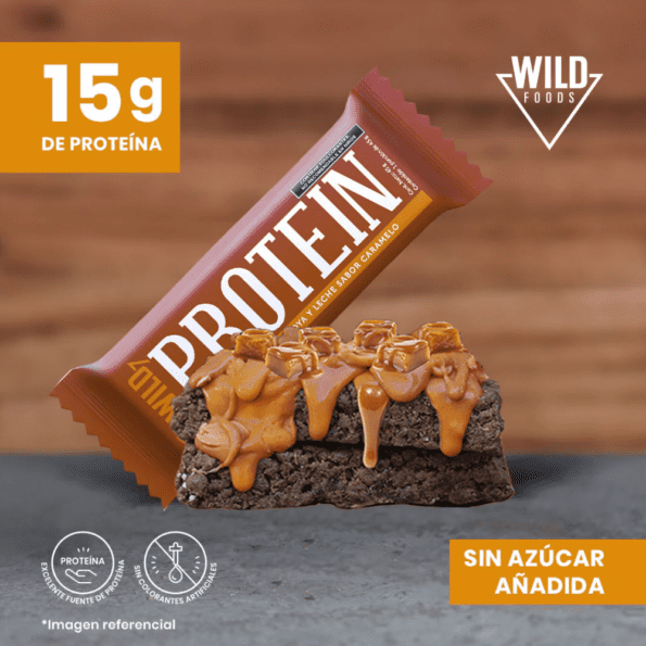 Wild Protein | Barras altas en proteína | Sabor Caramelo | 15 g de proteína | Sin azúcares ni grasa añadida | 45 g cada barra - Imagen 3