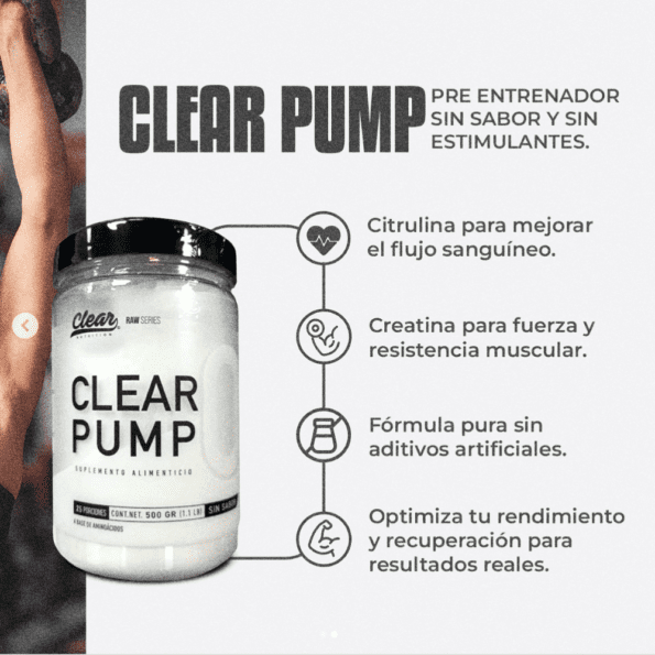 Clear Nutrition | Clear PUMP (500 gr) Sin Sabor y Sin Estimulantes - Imagen 3