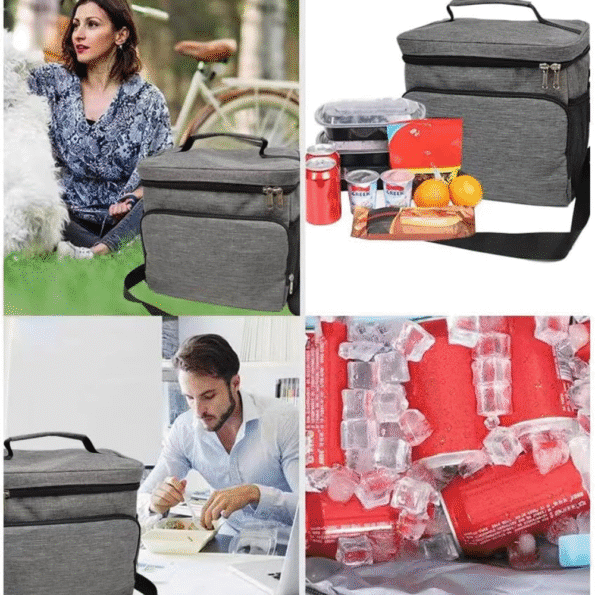 Bolsa de almuerzo aislada | Gran capacidad 12L | Caja de almuerzo | Bolsa de refrigerador a prueba de fugas | Bolsa de almuerzo congelable con correas ajustables - Imagen 5