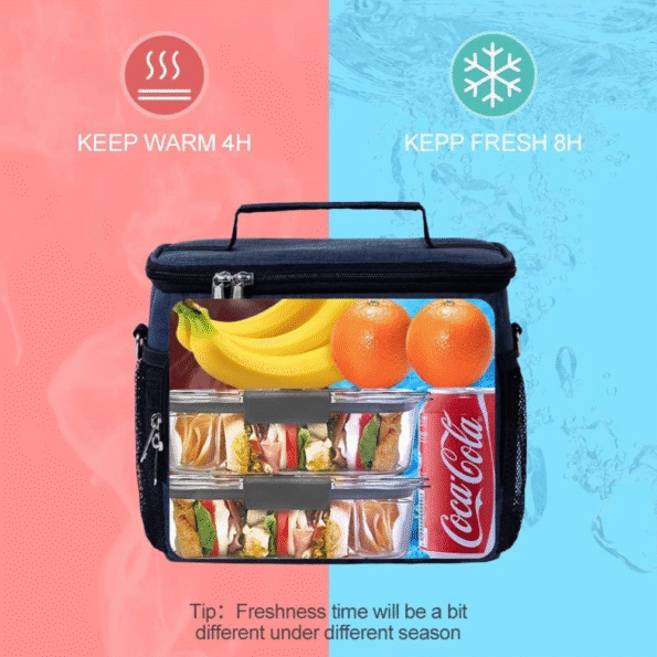 Bolsa de almuerzo aislada | Gran capacidad 12L | Caja de almuerzo | Bolsa de refrigerador a prueba de fugas | Bolsa de almuerzo congelable con correas ajustables - Imagen 6