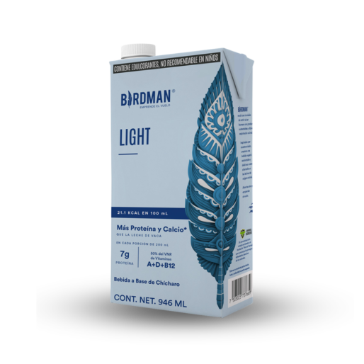 BIRDMAN | Bebida Vegetal de Chícharo Light  946 ml | Con más proteína y calcio. Aporta Vitamina A, B12 y D.
